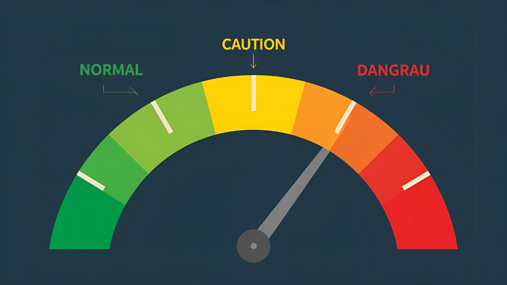 尿酸値の基準値と危険度レベルを示すメーター