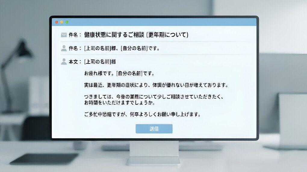 上司に更年期の相談をするためのメールテンプレート画像