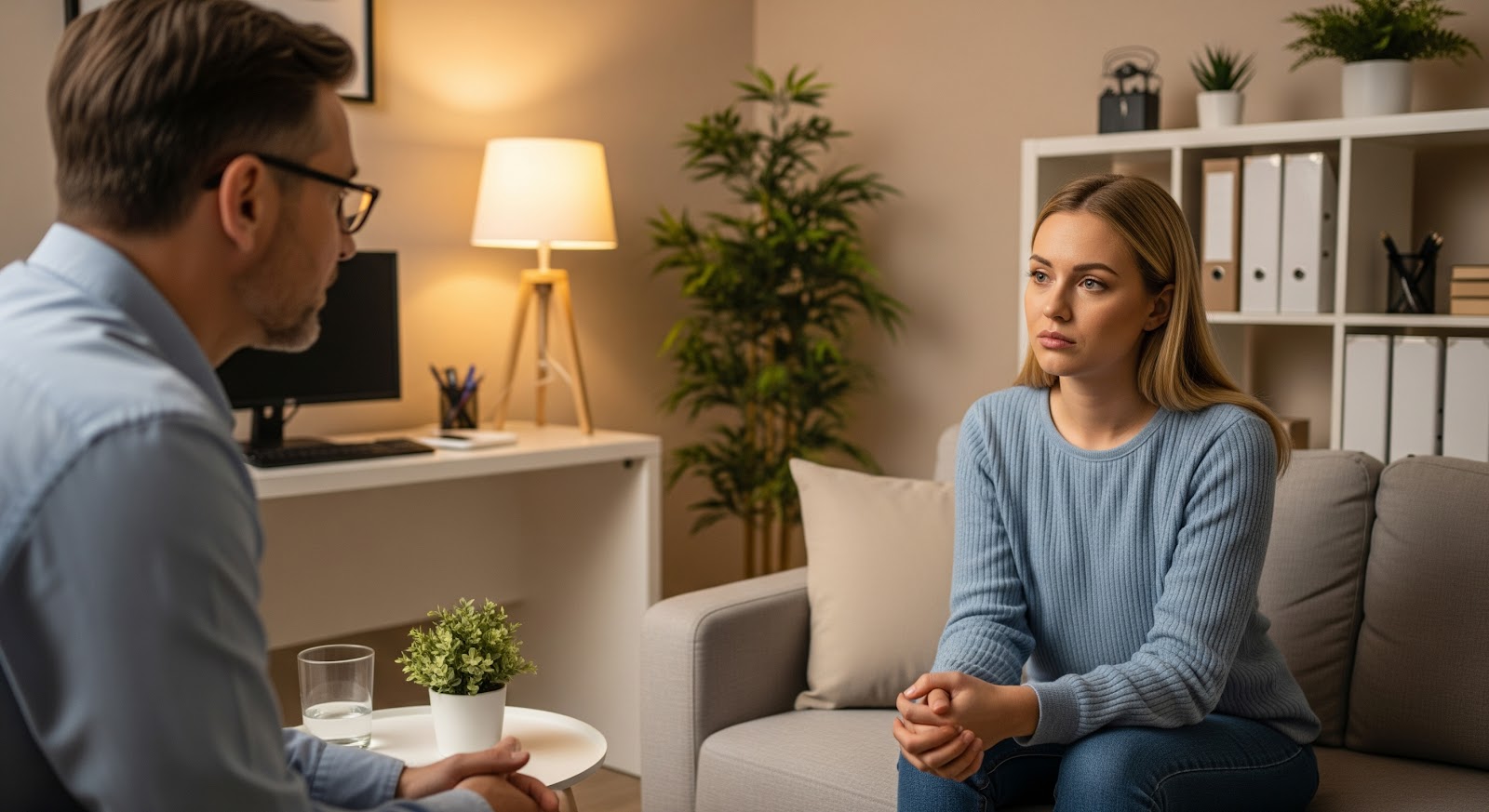 うつ病の治療で認知行動療法を受ける女性のイメージ