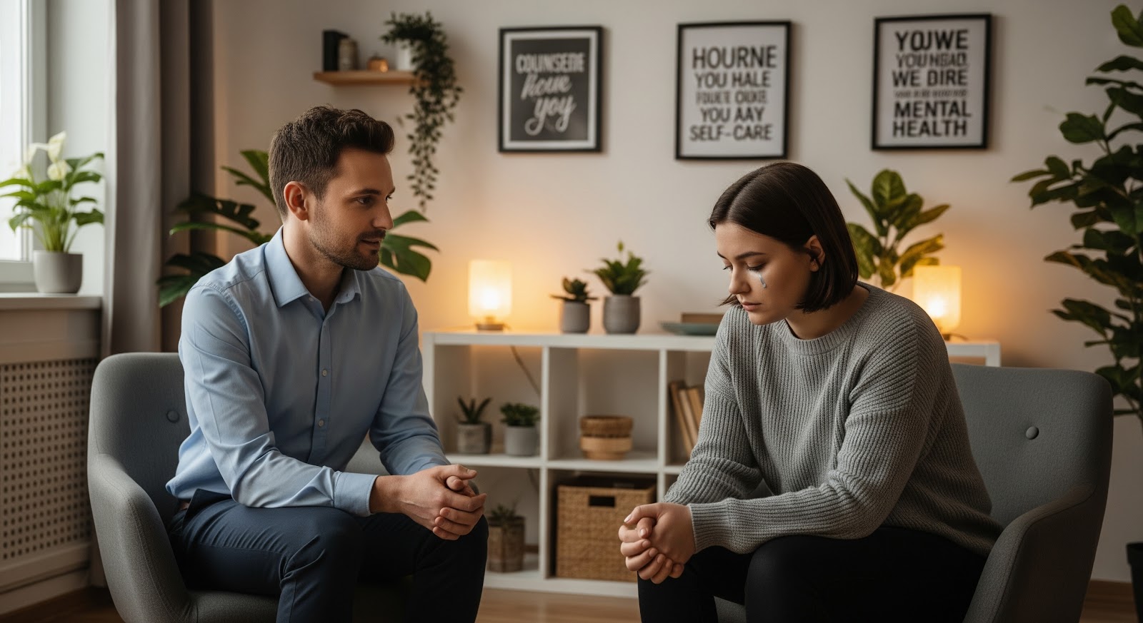 うつ病のカウンセリングを実施している光景のイメージ