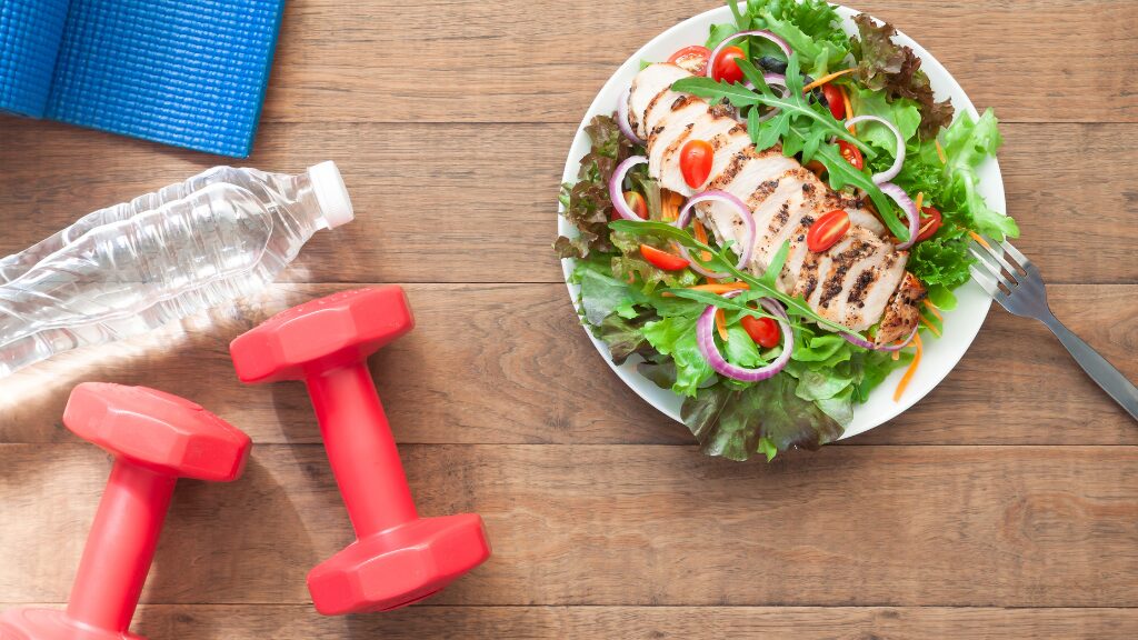 食事、運動、睡眠、予防アプリの活用といった気象病の根本対策となる生活習慣のイラスト