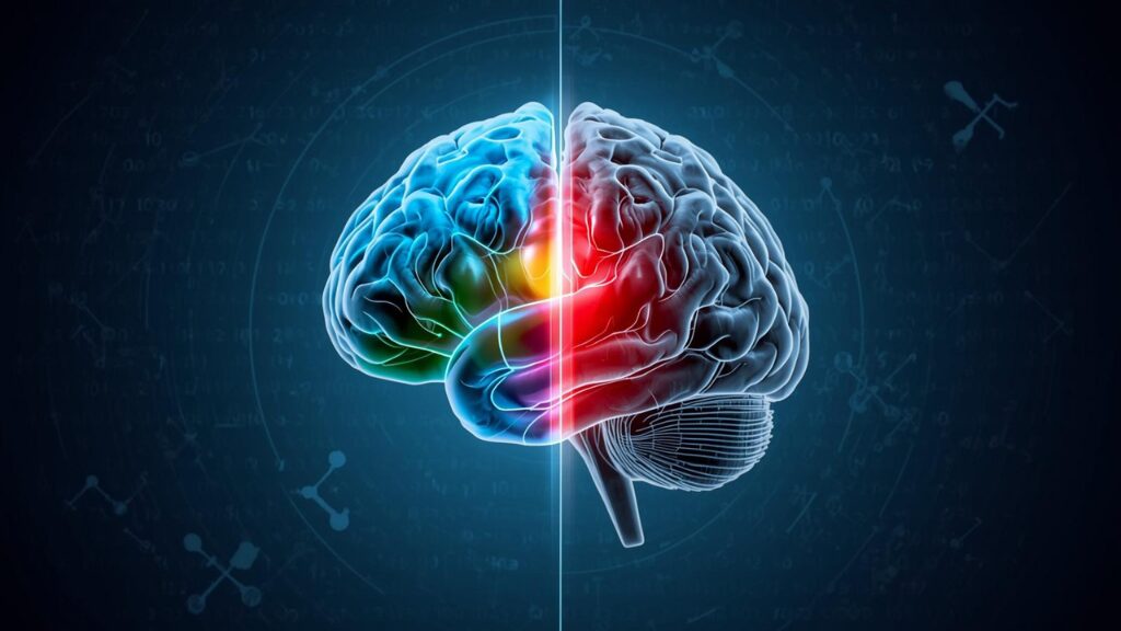 テストステロン減少により前頭葉の血流が低下し、判断力が鈍るイメージ図