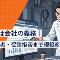 労働安全衛生法に基づく会社の健康診断義務（雇入時・定期・特殊健診）と実施後の事後措置を現役産業医が解説するイメージ